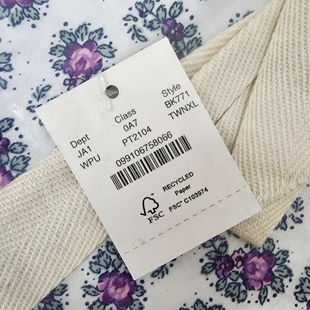 J. Crew Home Purple Floral Paisley Duvet Set Twin/Twin XL 100% Cotton NEW BK771 - Picture 8 of 8